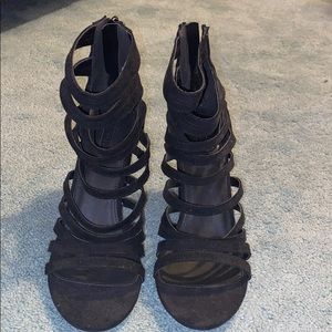 Black strappy heels